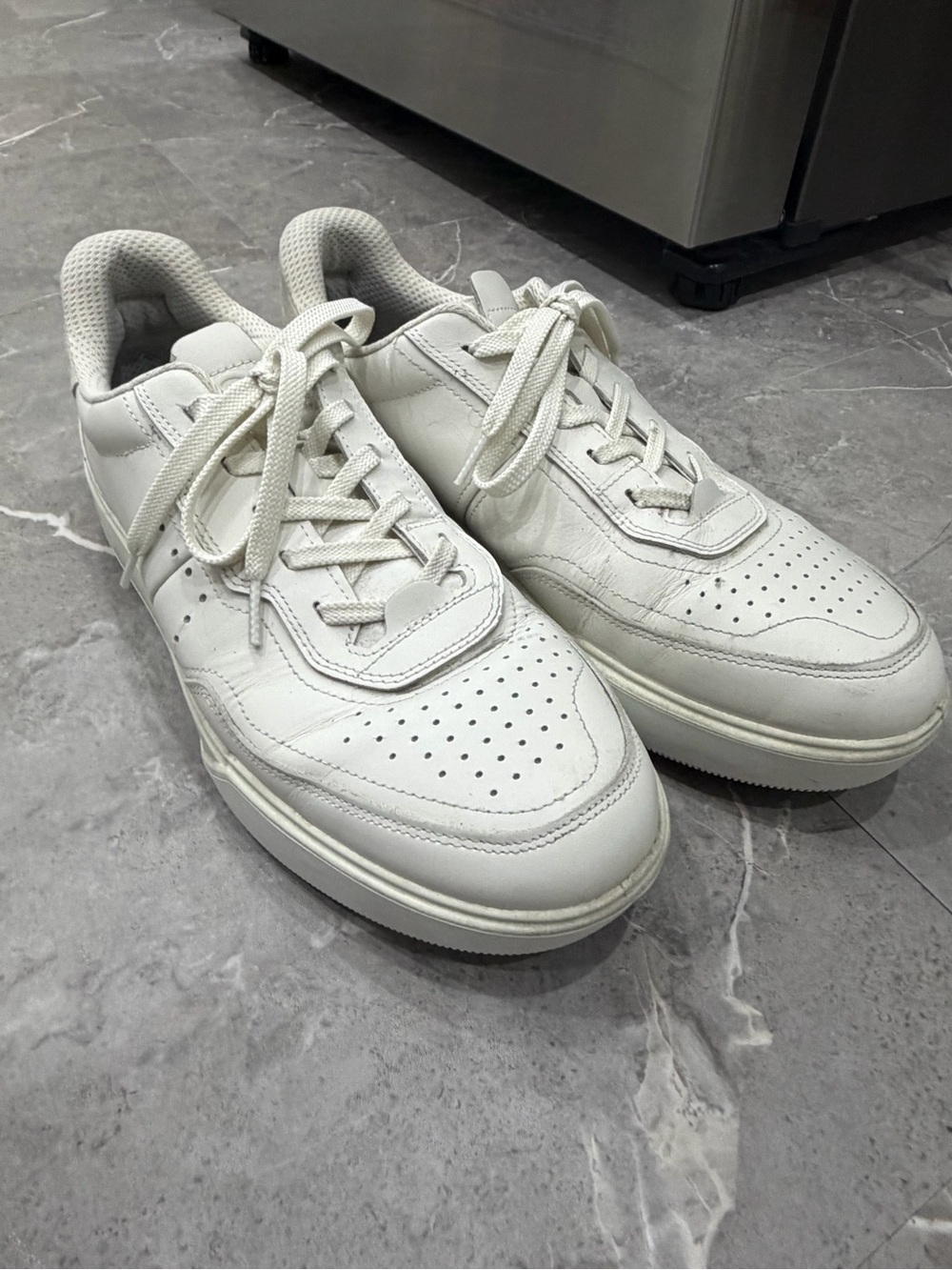 ECCO Street Court Mens Leather Sneakers LaceUp Shoe Trainers EU 44/10-10.5 White